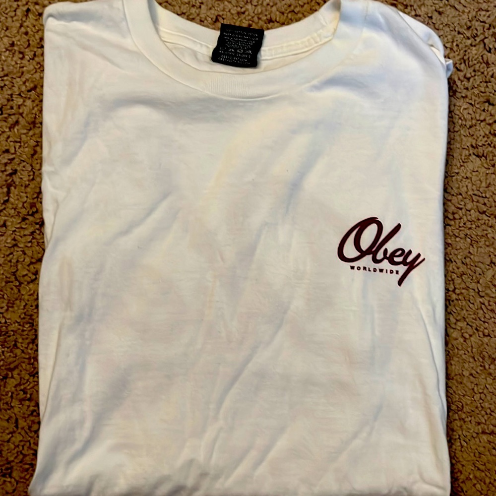 All white Obey Shirt
